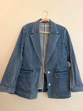 STAUD Denim Blazer Jacket size medium NWT